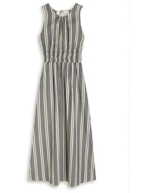 Faithfull the Brand Callista Striped Cotton Midi Dress - Grey