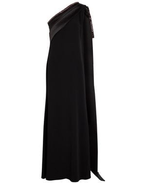 Roland Mouret Bow Crystal-Embellished Satin And Crepe Gown - Black