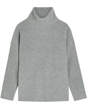 Eileen Fisher Ribbed Roll-Neck Wool And Cashmere-Blend Jumper - Grey
