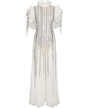 Aje. Clara Bead-Embellished Chiffon Maxi Dress - White
