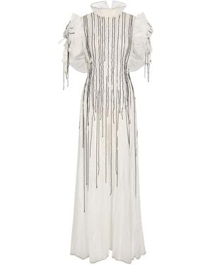 Aje. Clara Bead-Embellished Chiffon Maxi Dress - White