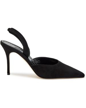 Manolo Blahnik Borelapla 90 Suede Slingback Court Shoes - Black