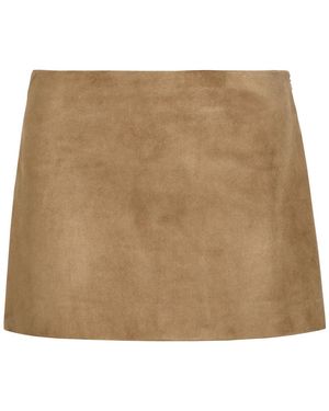 KHAITE Jett Suede Mini Skirt - Natural