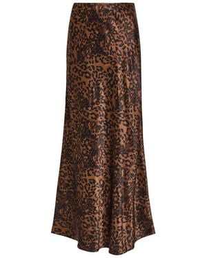 Rails Romina Leopard-Print Satin Maxi Skirt - Brown