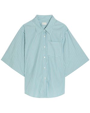 Dries Van Noten Clea Striped Cotton And Silk-Blend Shirt - Blue