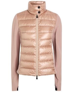 Moncler Quilted Zip Up Fleece Jacket - Natural