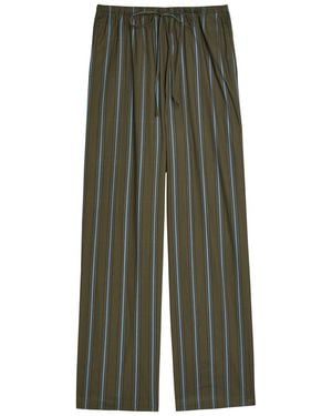STAUD Mateo Striped Stretch-Cotton Poplin Pants - Green