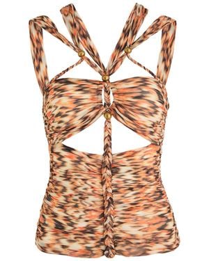 Isabel Marant Revon Cut-Out Silk-Georgette Top - Brown