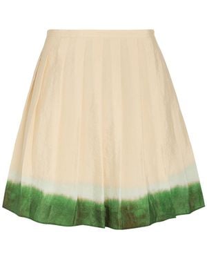 Vince Dip-Dye Pleated Woven Mini Skirt - Green
