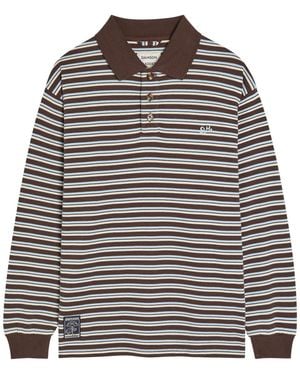 Damson Madder Remie Striped Cotton Rugby Top - Grey
