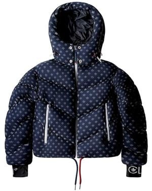 Malibu Ski Club Ditzy Cropped Puffer Jacket - Blue