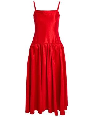 Sister Jane Quartet Taffeta Midi Dress - Red