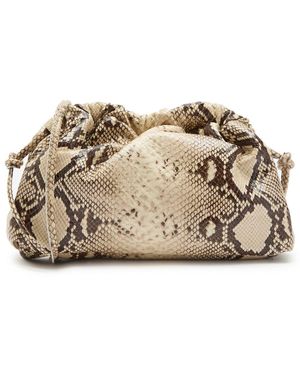 Mansur Gavriel Cloud Mini Python-Print Leather Clutch - Natural