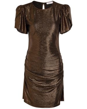 Luxe de Valentina Como Metallic Jersey Mini Dress - Brown