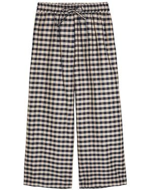 Weekend by Maxmara Checked Wide-Leg Trousers - Blue