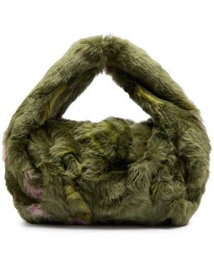 Jakke Printed Faux Fur Top-Handle Bag - Green