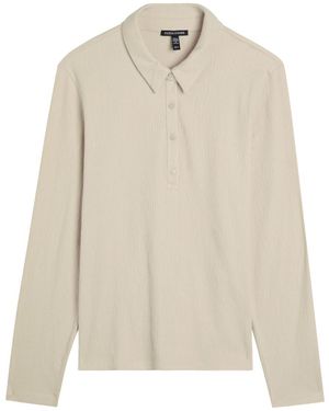 Eileen Fisher Henley Textured Cotton-Blend Polo Shirt - Natural