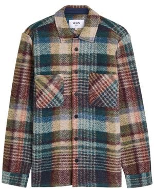 Wax London Whiting Checked Wool-Blend Overshirt - Blue