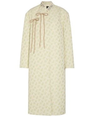 Simone Rocha Embellished Floral-Jacquard Cotton-Blend Coat - Natural