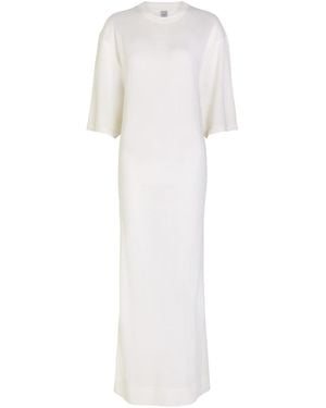 TOTEME Fine-Knit Wool Maxi Tee Dress - White