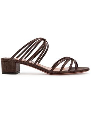 Aquazzura Tell Me 35 Raffia Mules - White
