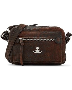 Vivienne Westwood Hannah Distressed Leather Cross-Body Bag - Brown