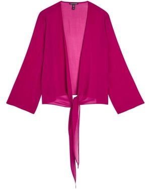 Eileen Fisher Silk-Chiffon Wrap Jacket - Red