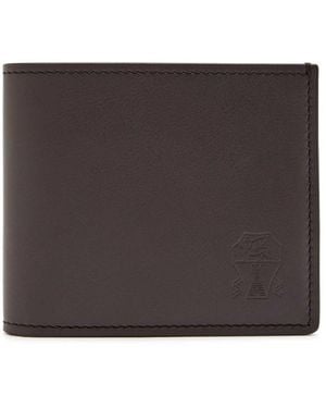 Brunello Cucinelli Logo-Debossed Leather Wallet - Gray