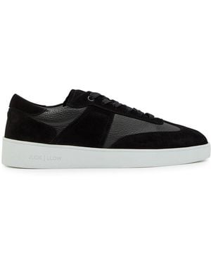Jude Llow Pierre Panelled Grained Leather Trainers - Black