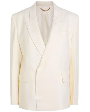 Victoria Beckham Double-Breasted Twill Blazer - Natural