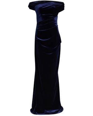 Talbot Runhof Off-The-Shoulder Velvet Gown - Blue