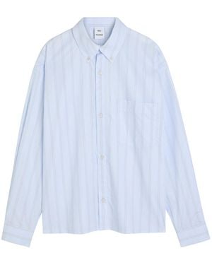 Won Hundred Maza Striped Cotton-Poplin Shirt - Blue