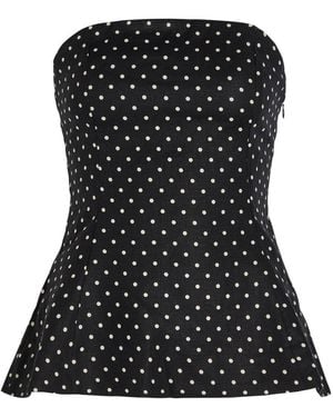 Faithfull the Brand Petro Polka Dot Linen Top - Black