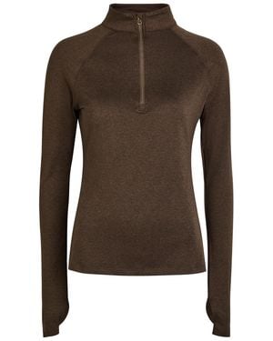 Varley Always Warm Half-Zip Stretch-Jersey Top - Brown