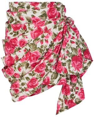 Chloé Floral-Print Cotton-Poplin Knee-Length Wrap Skirt - Red