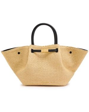 DeMellier The New York Midi Raffia And Leather Tote - Natural