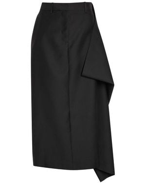 Heirlome Augusta Draped Wool And Silk-Blend Midi Skirt - Black