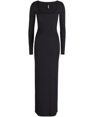 Skims Ribbed Stretch-Modal Maxi Dress - Black