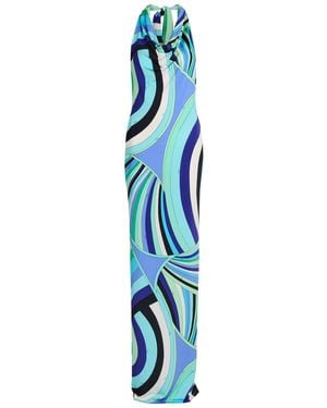 Emilio Pucci Iride Printed Satin-Jersey Maxi Dress - Blue