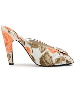 Chloé Suzie 110 Floral Peep-Toe Mules - Metallic