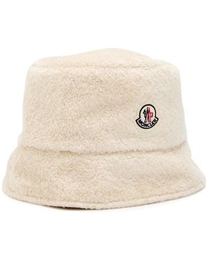 Moncler Reversible Logo Fleece And Shell Bucket Hat - Natural