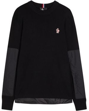 Moncler Paneled Wool-Blend Sweater - Black