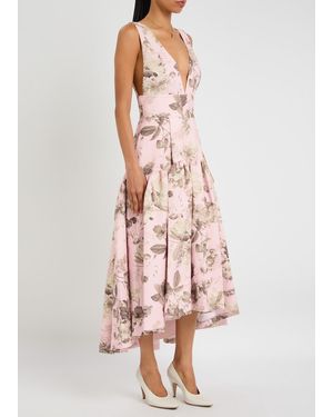 Alice + Olivia Adley Floral Panel Midi Dress in Blue | Lyst