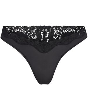 Skims Stretch-Jersey Lace Trim Thong - Black