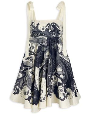 ALÉMAIS Mickey Floral-Print Linen Mini Dress - Blue