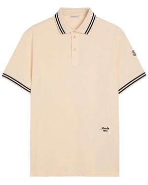 Moncler Logo-Embroidered Piqué Cotton Polo Shirt - Natural