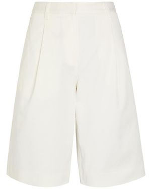 Matteau Pleated Straight-Leg Stretch-Twill Shorts - White