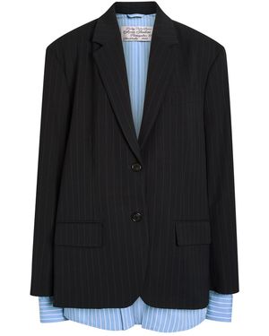 Acne Studios Shirt-Effect Striped Woven Blazer - Black