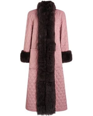 Chloé Quilted Shearling-Trimmed Satin Coat - Pink