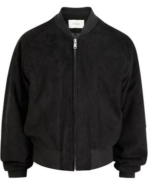 Entire studios Raglan Padded Suede Bomber Jacket - Black